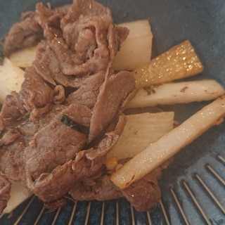 長芋と牛肉のすき焼きのタレ炒め